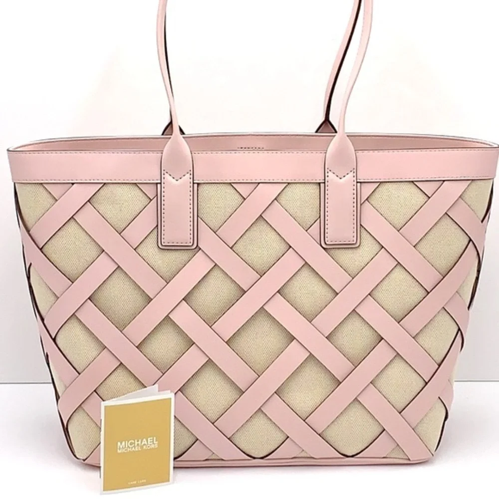 MICHAEL KORS SIENNA Large Tote Shoulder BAG In POWDER BLUSH Leather Canvas